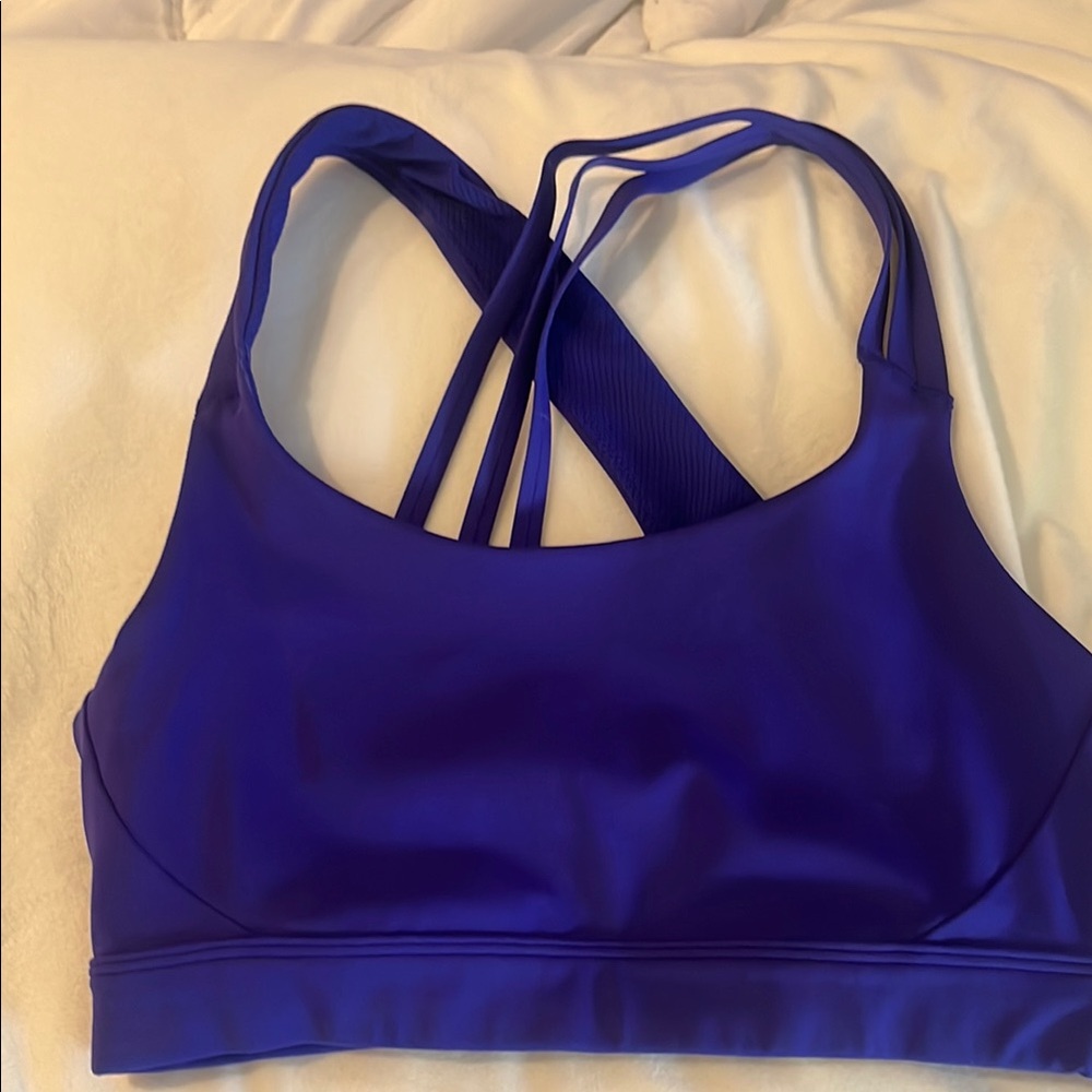 Athleta Purple Sports Bra with Strappy Back and Moisture-Wicking Fabric